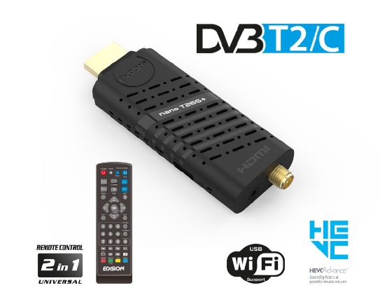 Odbiornik DVB-T/T2/C Edision Nano T265+ HEVC (hotelowy)