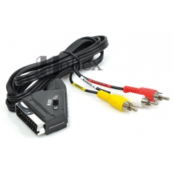 Kabel SCART-RCA x 3 z przełącznikiem