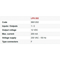 Zasilacz  Fte LPS202 200mA 12Vdc rozdzielacz 1/2