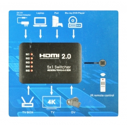 Przełącznik HDMI 5x1 4K/60Hz z pilotem