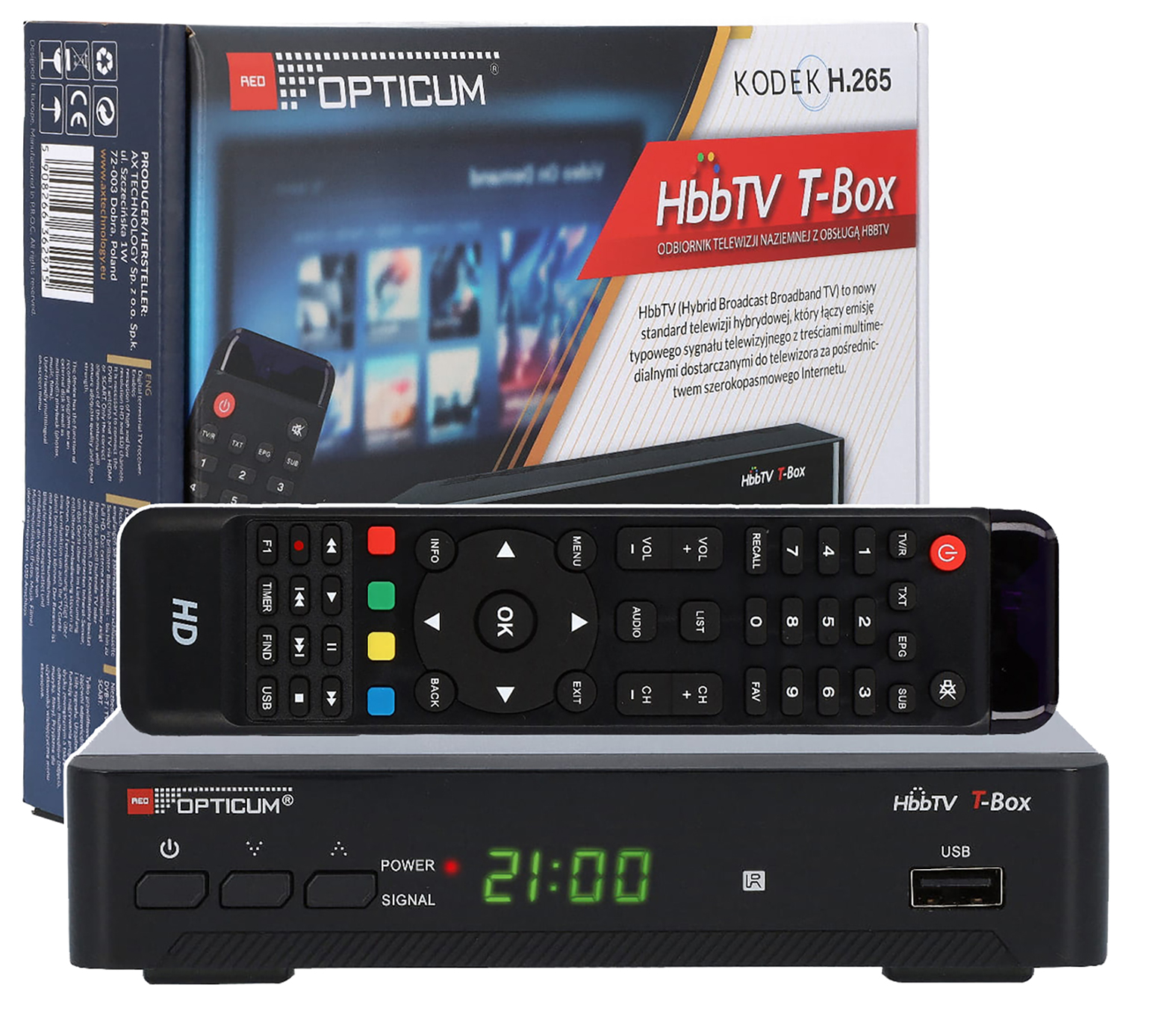 Odbiornik Opticum T-BOX DVB-T2 H.265 HEVC HbbTV